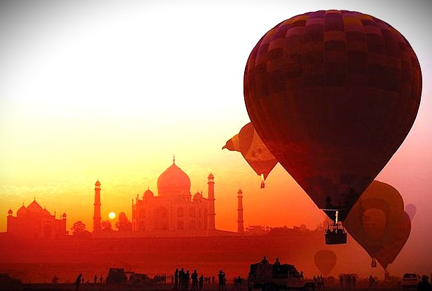 "Experience sunrise hot air ballooning in Agra, India, offering stunning views of the UNESCO Taj Mahal and Agra Fort, perfectly located near Rajasthan, Keoladeo National Park, and the SOS Bear sanctuary." "Experience sunrise hot air ballooning in Agra, India, offering stunning views of the UNESCO Taj Mahal and Agra Fort, perfectly located near Rajasthan, Keoladeo National Park, and the SOS Bear sanctuary."