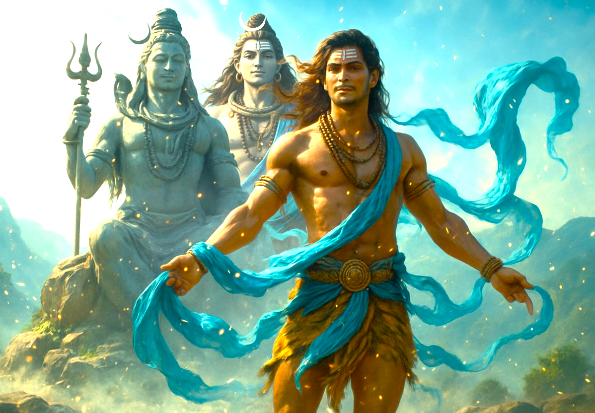 Vibrant cinematic painting  Shiva figure and towering statue framed by the Aravali Hills near Jodhpur, Rajasthan, India, radiating grace with glowing embers, misty ambiance, and majestic authority. Vibrant cinematic painting  Shiva figure and towering statue framed by the Aravali Hills near Jodhpur, Rajasthan, India, radiating grace with glowing embers, misty ambiance, and majestic authority.