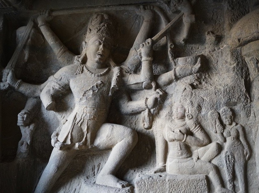 Ancient rock carvings at Ellora Caves, Aurangabad.