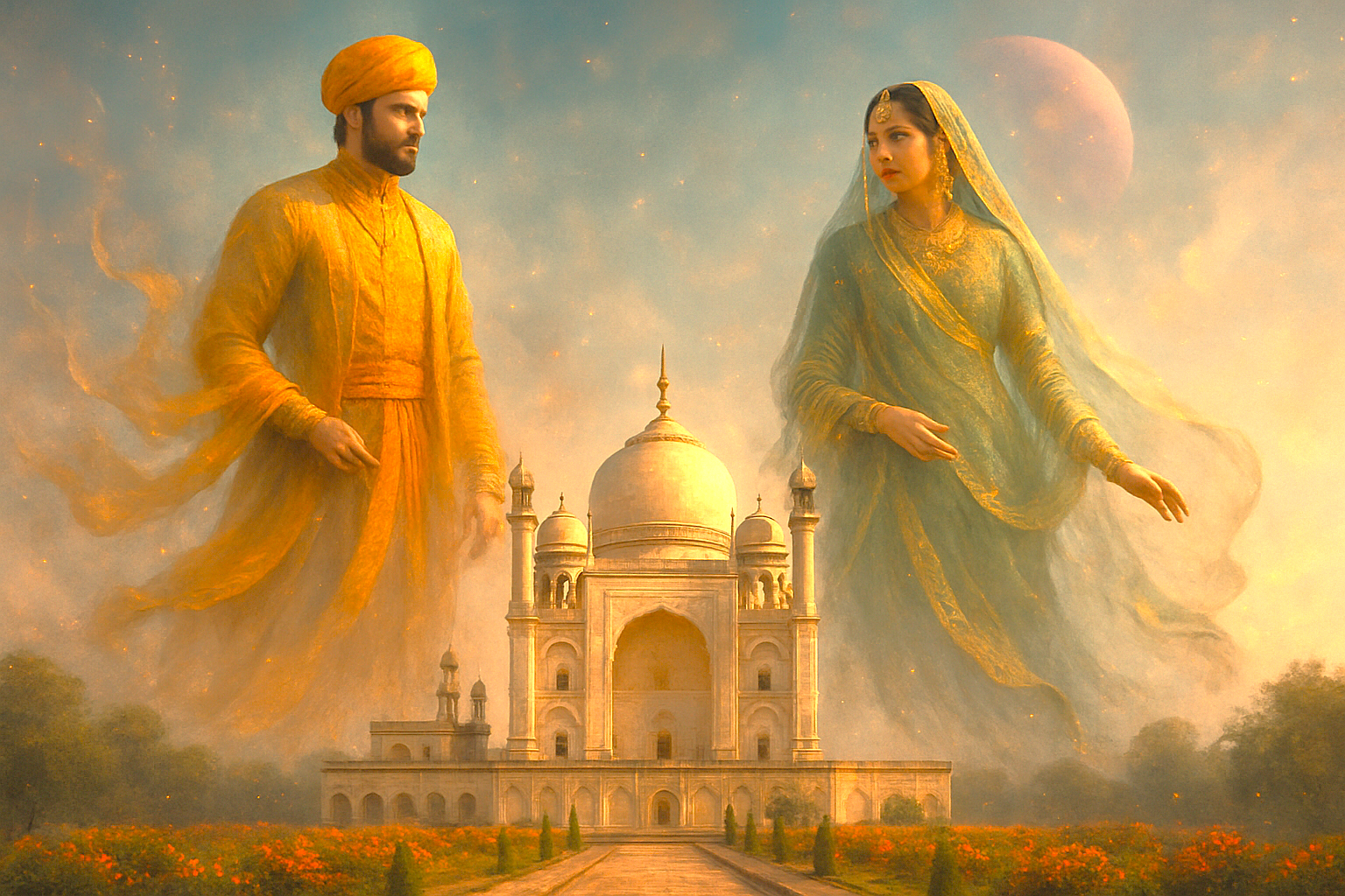 Discover India’s UNESCO treasures in Maharashtra as the ethereal spirits of Azam Shah and Dilras Banu Begum grace Bibi Ka Maqbara in Aurangabad, overlooking the ancient Ellora and Ajanta Caves.