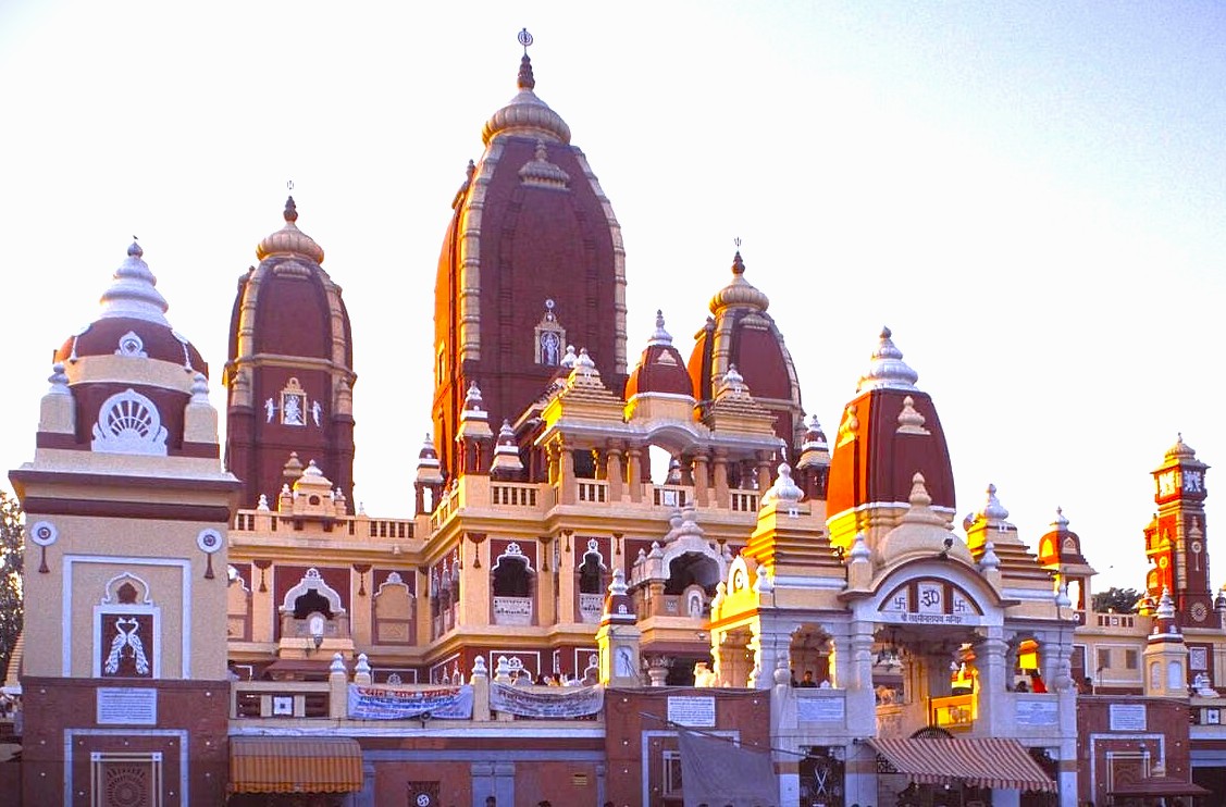 Birla Mandir’s ornate domes and intricate spires illuminate New Delhi, India-new Delhi, showcasing Hindu temple architecture, spiritual heritage, cultural landmark, marbled sanctum, serene gardens, worship rituals, historical significance, vibrant destination.