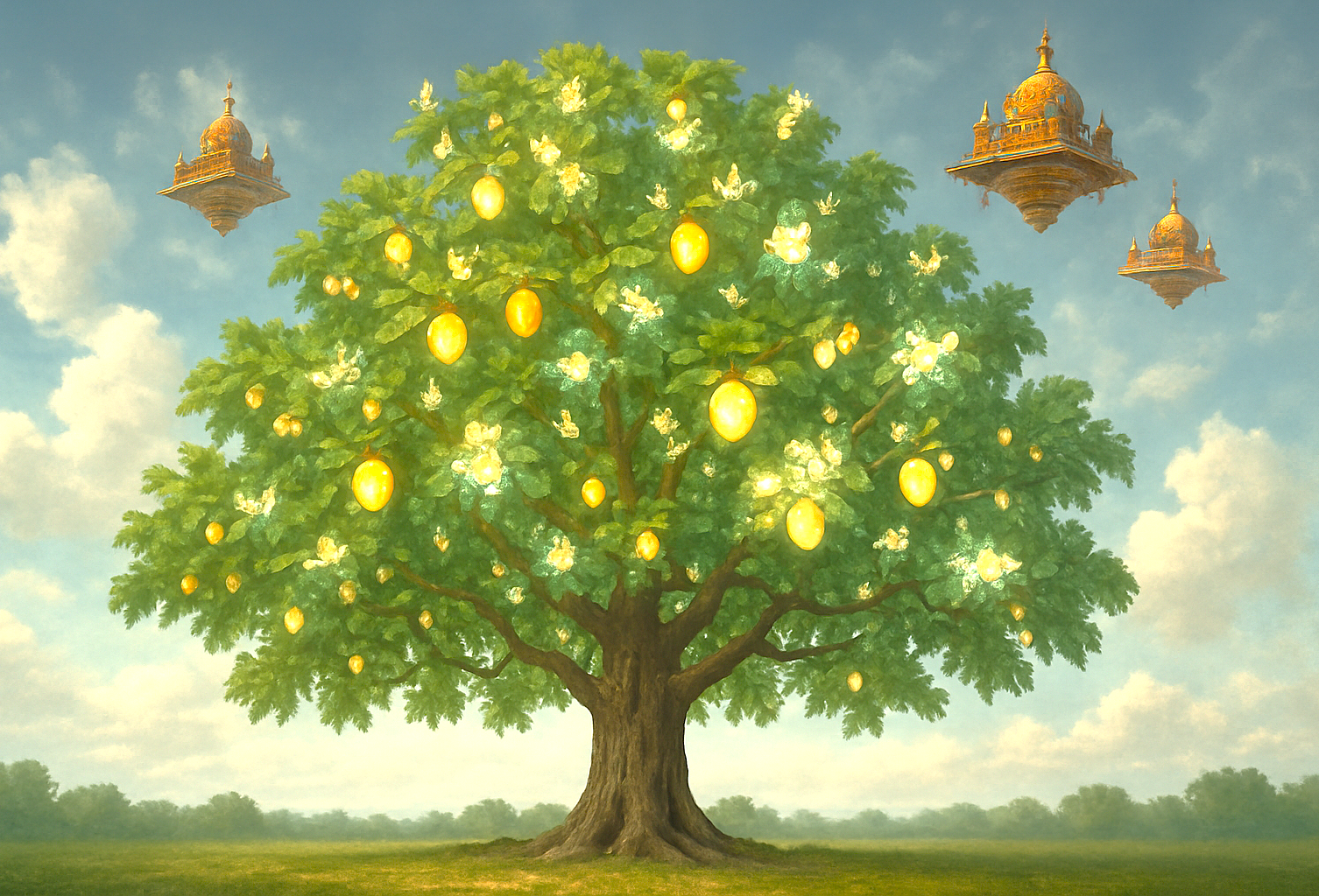 A mystical walnut tree, the source of walnut wood art at Chakau Arts Emporium in Srinagar, Jammu and Kashmir, near saffron fields, Aru Valley, and Betaab Valley.