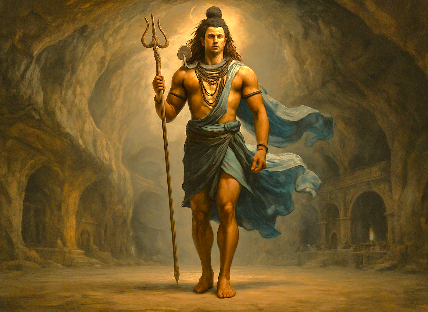 A depiction of Lord Shiva, a subject for walnut wood art at Chakau Arts Emporium in Srinagar, Jammu and Kashmir, near saffron fields, Aru Valley, and Betaab Valley.