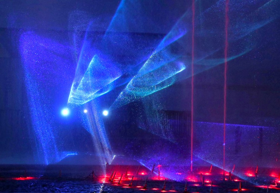 The Dhal Lake Light and Sound show in Srinagar, Jammu and Kashmir, illuminates the night, located near saffron fields, Aru Valley, and Betaab Valley.