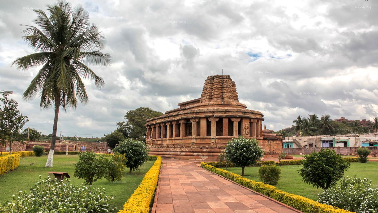 The ancient Aihole Durga Temple in India, a unique apsidal structure in landscaped gardens, is a key heritage site near Badami and the Pattadakal UNESCO temples. The ancient Aihole Durga Temple in India, a unique apsidal structure in landscaped gardens, is a key heritage site near Badami and the Pattadakal UNESCO temples.
