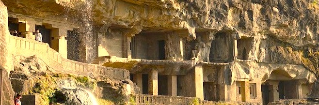 “Explore the UNESCO World Heritage Ajanta and Ellora Caves near Aurangabad, Maharashtra, India, featuring ancient rock-cut temples, intricate sculptures, Buddhist carvings, diverse religious iconography, archaeological marvels, cultural heritage, historical wonder.”