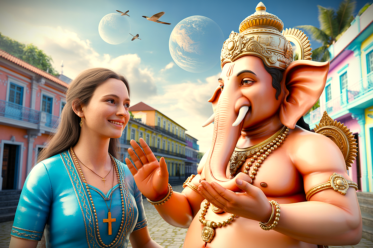 An artistic image of Ganesha in Fontainhas, India's Portuguese Quarter, a popular stop when visiting the Goa Flea Market, beaches, and the Old Goa-Bom Jesus Bassilica-Unesco churches. An artistic image of Ganesha in Fontainhas, India's Portuguese Quarter, a popular stop when visiting the Goa Flea Market, beaches, and the Old Goa-Bom Jesus Bassilica-Unesco churches.