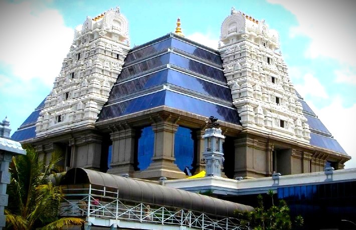 The ISKCON Temple Bangalore in Karnataka, India, a modern marvel near Tipu Sultan Palace ('Tiger of Mysore'), attracts tourists visiting attractions near Mysore Palace. The ISKCON Temple Bangalore in Karnataka, India, a modern marvel near Tipu Sultan Palace ('Tiger of Mysore'), attracts tourists visiting attractions near Mysore Palace.