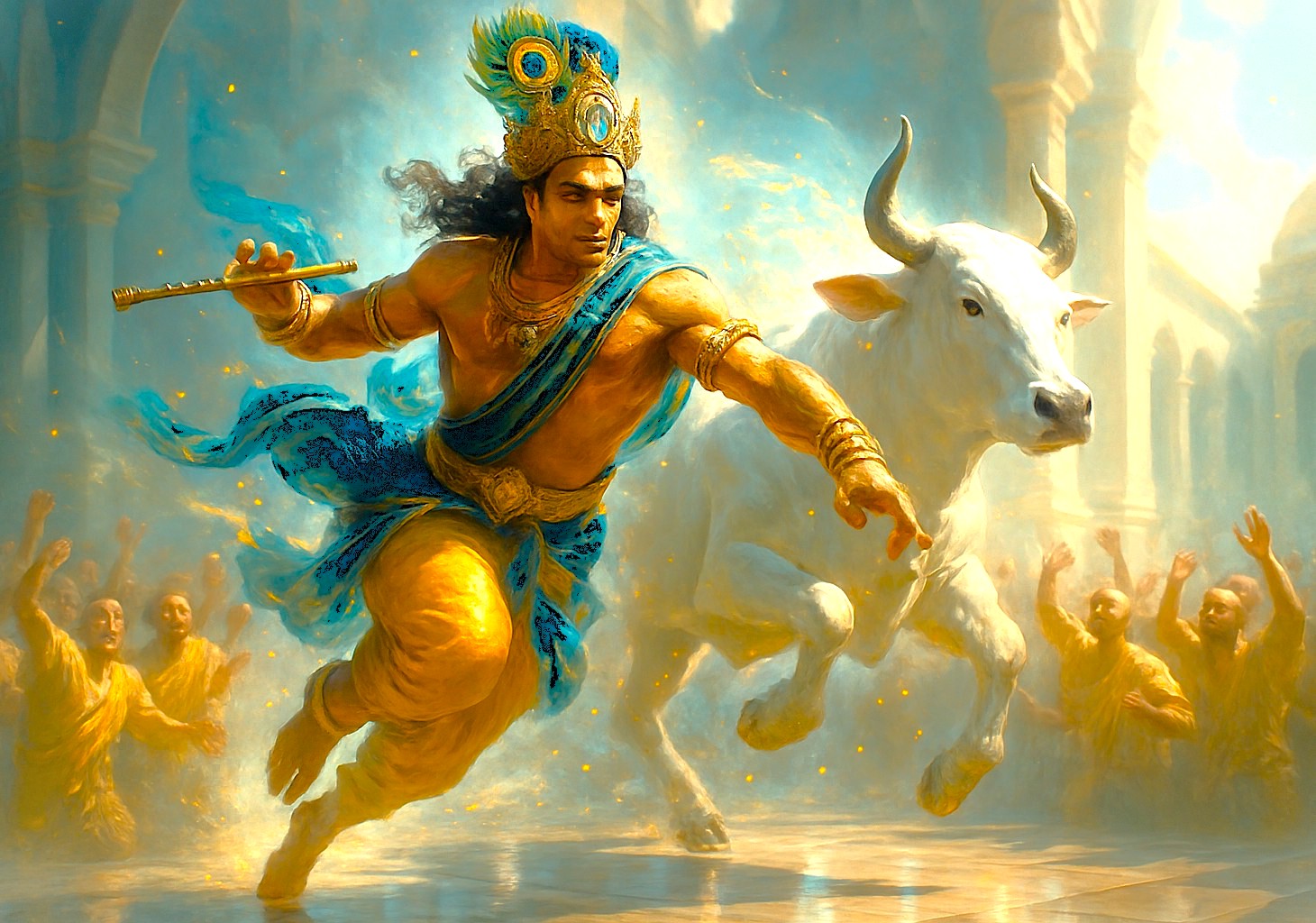 A depiction of Lord Krishna at ISKCON Temple Bangalore in Karnataka, India, a spiritual site near Tipu Sultan Palace ('Tiger of Mysore') for tourists visiting near Mysore Palace. A depiction of Lord Krishna at ISKCON Temple Bangalore in Karnataka, India, a spiritual site near Tipu Sultan Palace ('Tiger of Mysore') for tourists visiting near Mysore Palace.