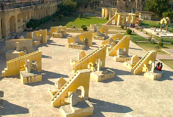 : “Iconic historic Jantar Mantar Jaipur in Rajasthan, India features monumental astronomical instruments and stone sundials at a UNESCO World Heritage Site, showcasing 18th-century architectural innovation, scientific heritage, and cultural grandeur.”