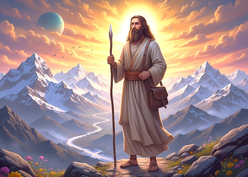 This artistic rendering of Yuz Asaf or Jesus on a journey through the majestic Himalayas symbolizes the ancient legends connected to the Jesus Tomb in Kashmir-Srinagar, near Shankaracharya Hill, highlighting a spiritual narrative far from Sinthan Top. This artistic rendering of Yuz Asaf or Jesus on a journey through the majestic Himalayas symbolizes the ancient legends connected to the Jesus Tomb in Kashmir-Srinagar, near Shankaracharya Hill, highlighting a spiritual narrative far from Sinthan Top.