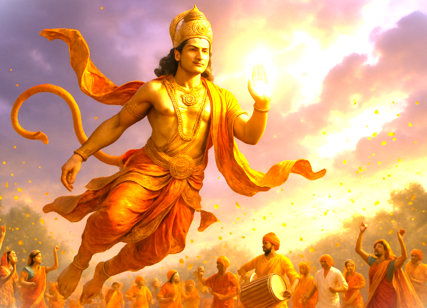 An artistic depiction of a vibrant Hanuman festival in Jodhpur, a UNESCO city in Rajasthan, India, capturing the spiritual fervor for tourists visiting nearby Bikaner, Jaipur, and Udaipur. An artistic depiction of a vibrant Hanuman festival in Jodhpur, a UNESCO city in Rajasthan, India, capturing the spiritual fervor for tourists visiting nearby Bikaner, Jaipur, and Udaipur.