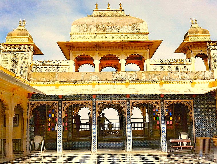 The ornate architecture of the Karni Mata Rat Temple near Bikaner, Rajasthan, home of the sacred white rat and a popular stop for tourists visiting India's Udaipur, Jaipur, and Jodhpur.