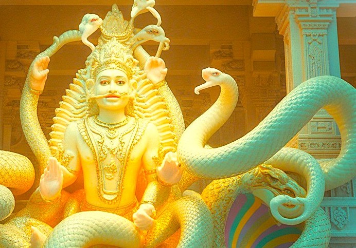 This powerful sculpture of a Naga snake god embodies the mystical relationship between nature and divinity in South India. Explore this ancient tradition on a journey from Madurai and Mysore Palace to Munnar and Kochi, through the UNESCO Western Ghats, India. This powerful sculpture of a Naga snake god embodies the mystical relationship between nature and divinity in South India. Explore this ancient tradition on a journey from Madurai and Mysore Palace to Munnar and Kochi, through the UNESCO Western Ghats, India.