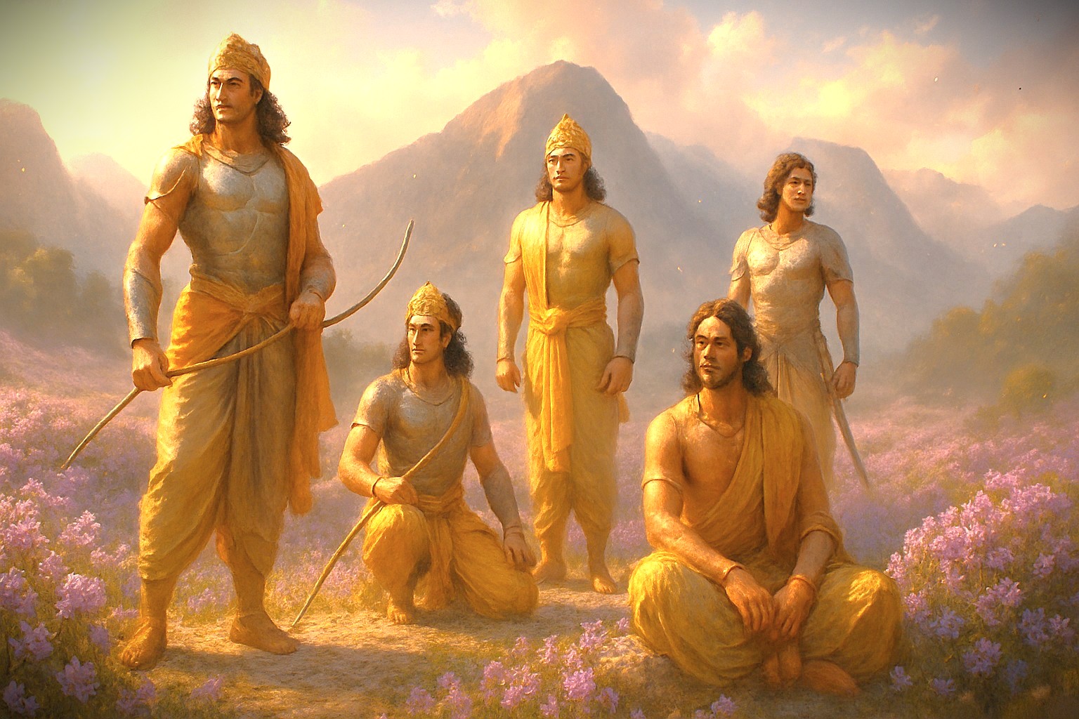 Kodaikanal Tamil Nadu India. A beautiful legend connects the epic Mahabharata to Kodaikanal's hills. During their long exile, the heroic Pandava brothers are said to have journeyed through the Western Ghats. Here, in the Kodaikanal region, they encountered a breathtaking spectacle: the blooming of the rare Kurinji flower. This special flower blankets the hillsides in a stunning shade of blue, a magical event that occurs only once every twelve years - a powerful symbol of divine beauty.