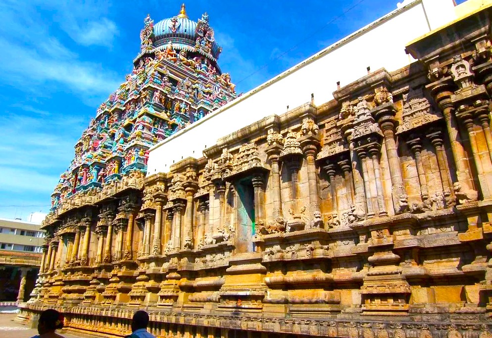 Majestic Dravidian gopuram of Koodal Azhagar Temple in Madurai, Tamil Nadu, South India, features vibrant sculptural panels, intricately carved pillars, centuries-old Vishnu shrine, rich cultural heritage and devout pilgrimage site. Majestic Dravidian gopuram of Koodal Azhagar Temple in Madurai, Tamil Nadu, South India, features vibrant sculptural panels, intricately carved pillars, centuries-old Vishnu shrine, rich cultural heritage and devout pilgrimage site.