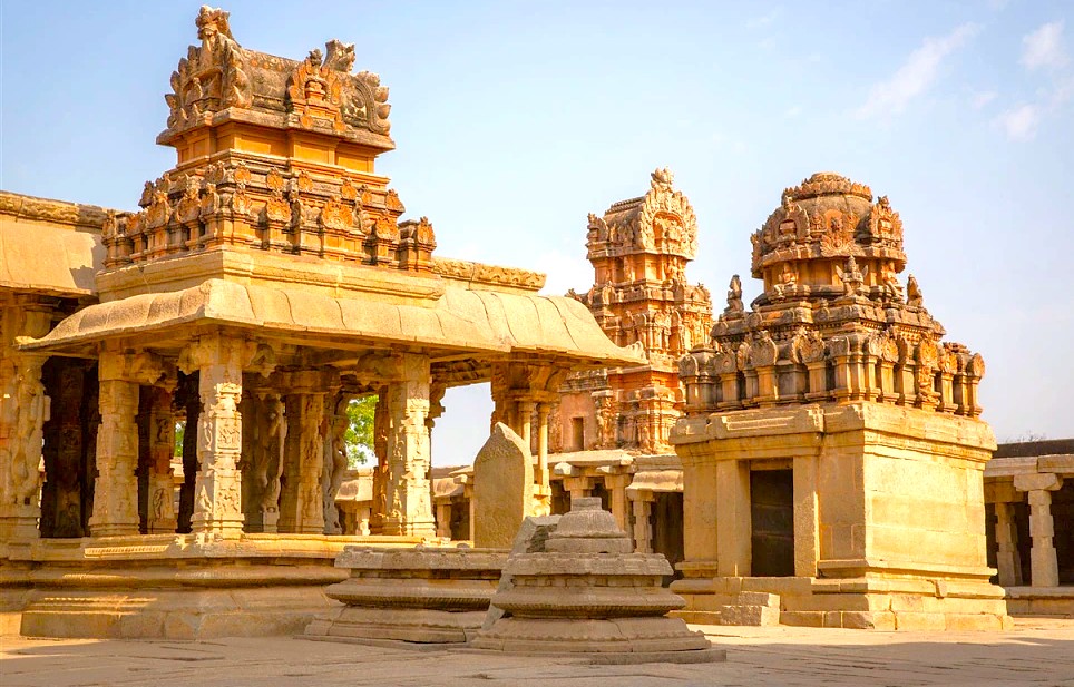 The magnificent Krishna Temple ruins are a highlight of the Hampi Unesco site in Karnataka, India, a vast complex that also includes the royal Elephant stables and queens baths.