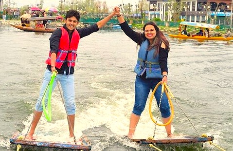 Tourists enjoy thrilling water sports near Lal Chowk, a popular leisure and adventure activity in Srinagar, Jammu and Kashmir, India, a city recognized for UNESCO Creative Arts. Tourists enjoy thrilling water sports near Lal Chowk, a popular leisure and adventure activity in Srinagar, Jammu and Kashmir, India, a city recognized for UNESCO Creative Arts.
