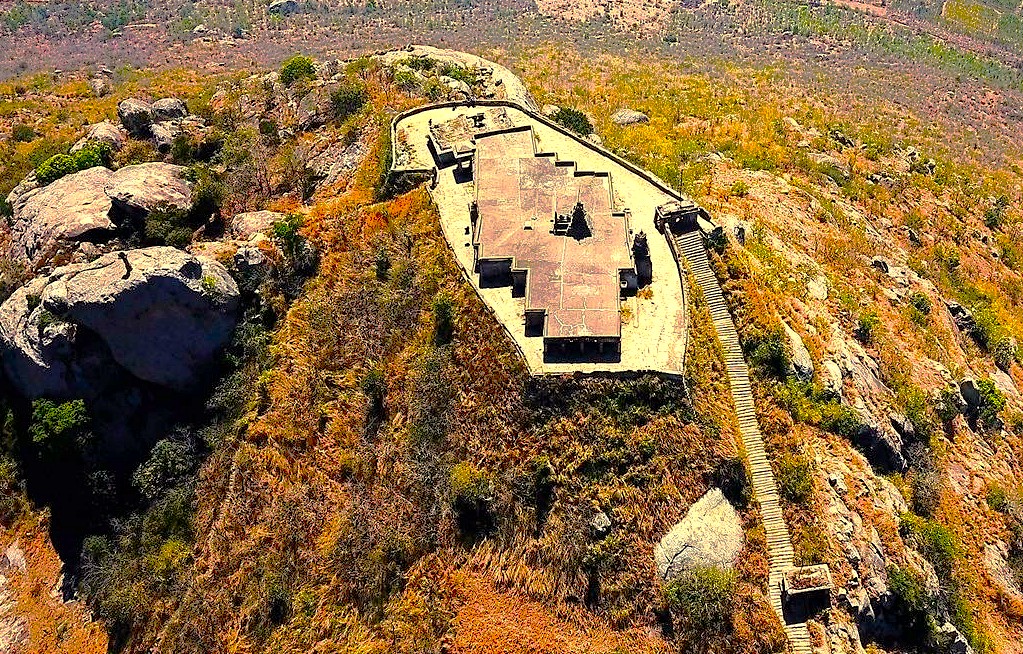 This stunning aerial view shows the Mallikarjuna Temple on a hilltop in Badami, Karnataka, India, a historic heritage site located near the Pattadakal UNESCO complex This stunning aerial view shows the Mallikarjuna Temple on a hilltop in Badami, Karnataka, India, a historic heritage site located near the Pattadakal UNESCO complex