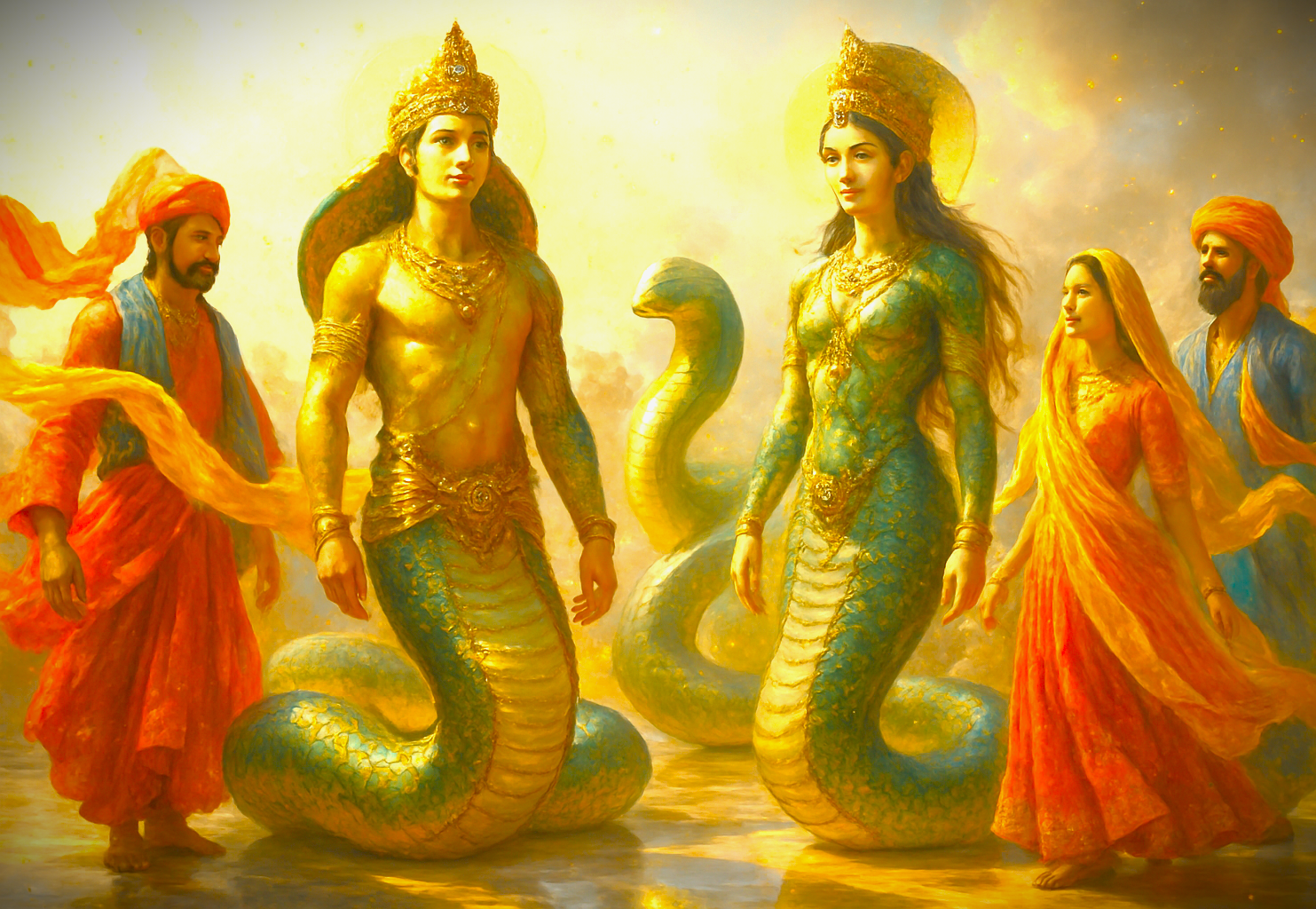 A mythical depiction of Naga deities, representing the ancient legends of Nagaur Fort in Rajasthan, India, a historic site near Bikaner and the UNESCO cities of Jodhpur, Jaipur, and Udaipur. A mythical depiction of Naga deities, representing the ancient legends of Nagaur Fort in Rajasthan, India, a historic site near Bikaner and the UNESCO cities of Jodhpur, Jaipur, and Udaipur.