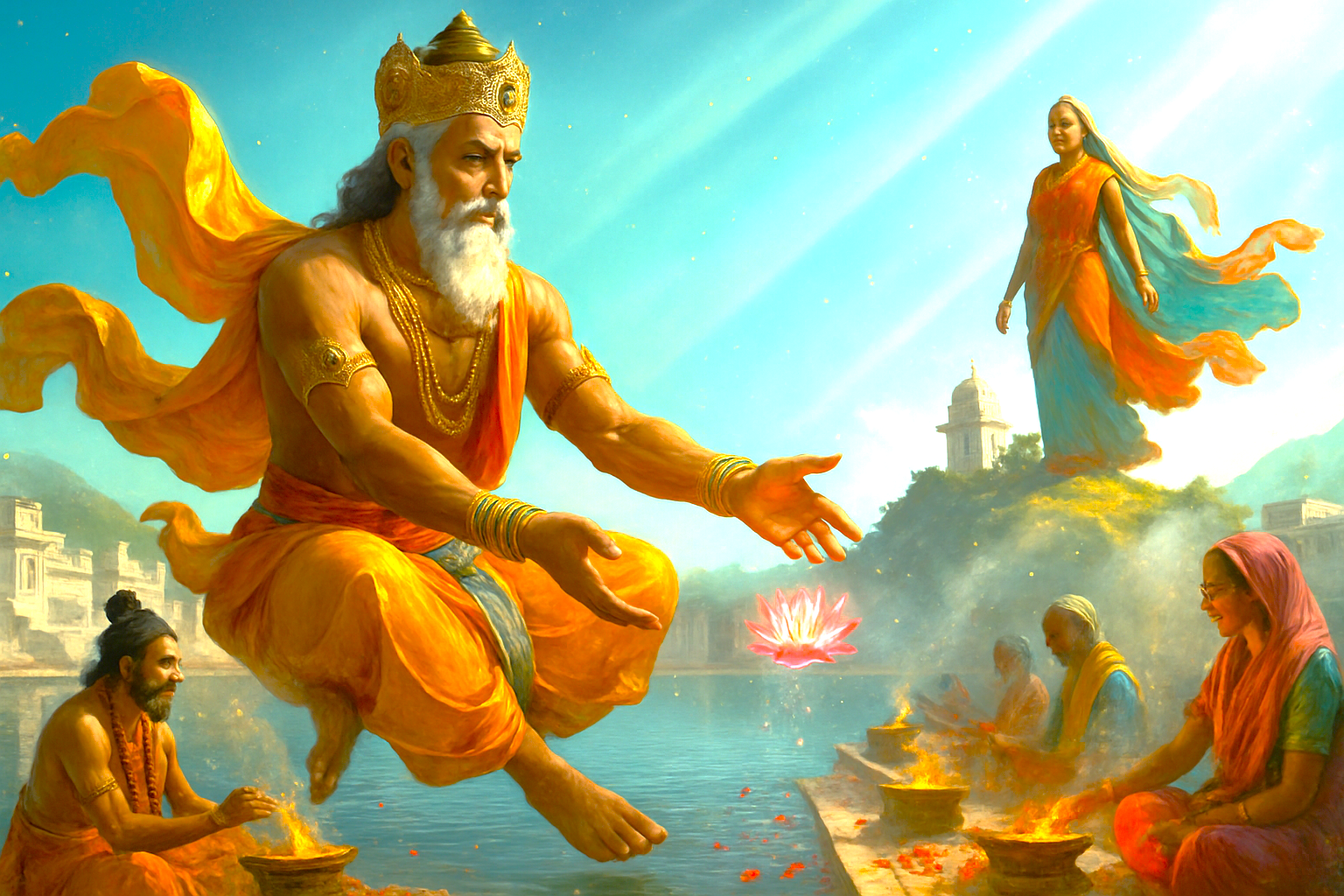 At Pushka Ghats in Rajasthan, India, travelers between Jaipur and Agra en route to the Taj Mahal pause at sunrise to capture panoramic lake reflections, rituals on steps, marigold garlands. At Pushka Ghats in Rajasthan, India, travelers between Jaipur and Agra en route to the Taj Mahal pause at sunrise to capture panoramic lake reflections, rituals on steps, marigold garlands.