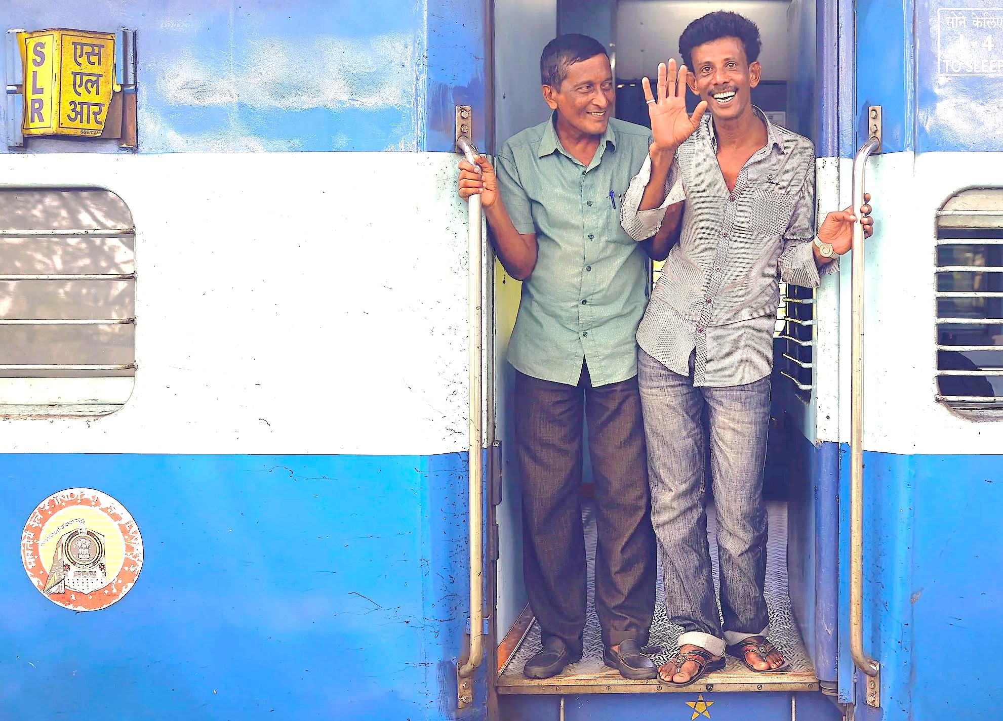 The warm relationship between two local travelers is a common sight on the train journey from Mumbai to Aurangabad in India, a route used by tourists visiting the Unesco sites of Ellora, Ajanta Caves, and the Elephanta Caves near Mumbai.