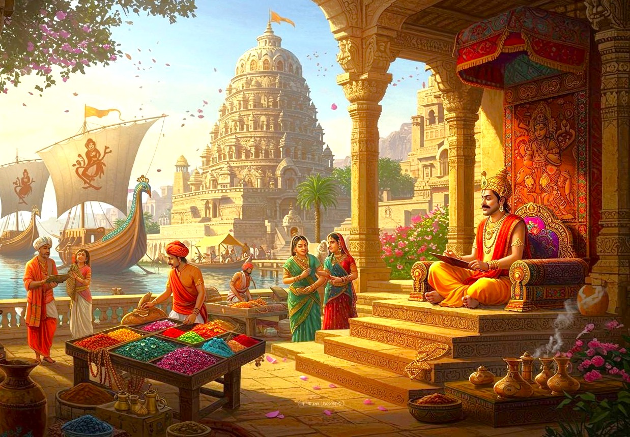 The daily routine and lifestyle of the Satavahana royal family were marked by a blend of administrative duties, religious observances, and leisurely pursuits. The king, as the supreme authority, would hold court, dispense justice, and consult with his ministers on matters of state. The queen and other royal women played a significant role in the administration and religious life of the kingdom, often making generous donations to monasteries and temples . The royal children received education in scriptures, warfare, and statecraft to prepare them for their future roles. The upbringing and education of Satavahana princes and princesses were crucial for the continuation of the dynasty's power and influence. Satavahana Dynasty Deccan India