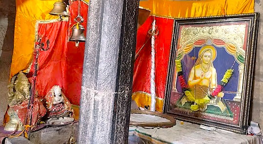 The shrine inside Shankaracharya Temple on its Hill features images of the saint, highlighting the spiritual significance of Srinagar, Kashmir-India, the UNESCO City of Arts, near the Himalayas. The shrine inside Shankaracharya Temple on its Hill features images of the saint, highlighting the spiritual significance of Srinagar, Kashmir-India, the UNESCO City of Arts, near the Himalayas.