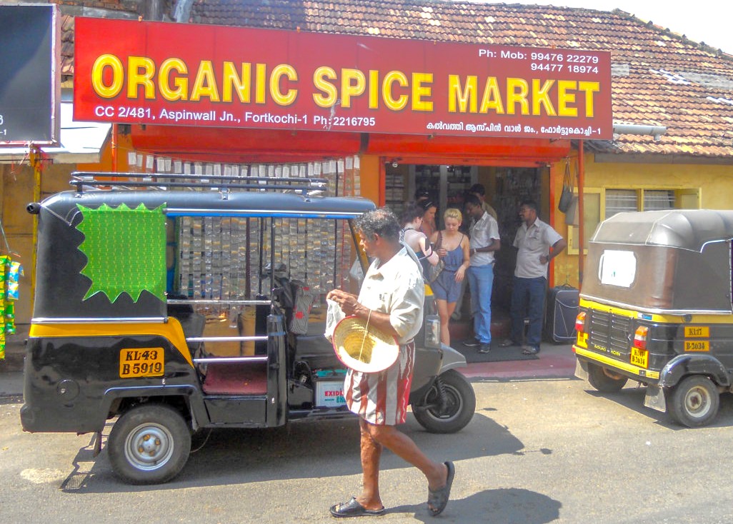 Explore Fort Kochi’s bustling Spice Market in Kerala, South India, where colorful baskets of turmeric, cardamom, pepper and chili oils line vibrant storefronts, inviting visitors to savor aromatic culinary traditions. Explore Fort Kochi’s bustling Spice Market in Kerala, South India, where colorful baskets of turmeric, cardamom, pepper and chili oils line vibrant storefronts, inviting visitors to savor aromatic culinary traditions.