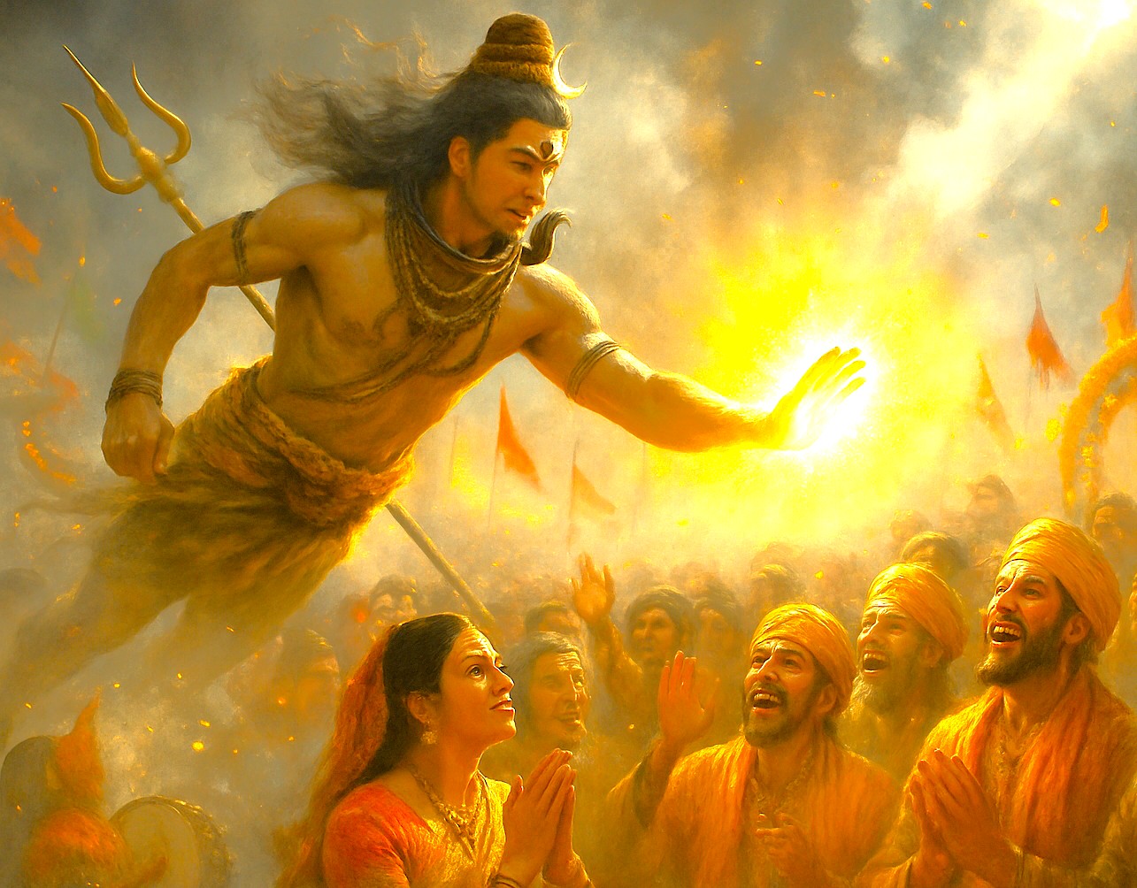 Fantasy depiction of Shivam God festival amid misty spice plantations in Munnar, Kerala, Southern India celebrates Ayurvedic healing traditions, vibrant cultural heritage and sacred devotion. Fantasy depiction of Shivam God festival amid misty spice plantations in Munnar, Kerala, Southern India celebrates Ayurvedic healing traditions, vibrant cultural heritage and sacred devotion.