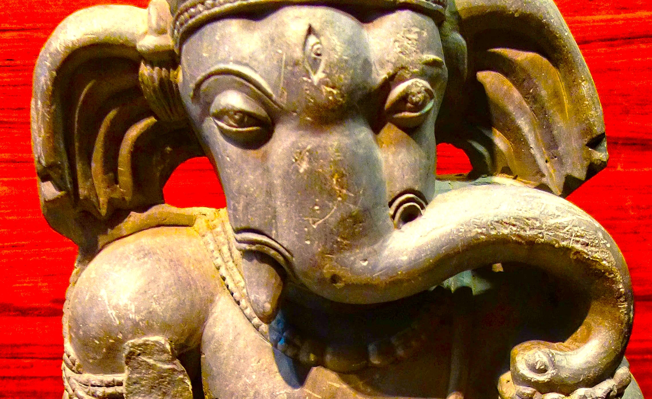 A close-up of an ancient Lord Ganesha statue, a spiritual artifact from the Sri Pratap Museum in Srinagar, reflecting the heritage near Shankaracharya Hill in Kashmir-India. A close-up of an ancient Lord Ganesha statue, a spiritual artifact from the Sri Pratap Museum in Srinagar, reflecting the heritage near Shankaracharya Hill in Kashmir-India.