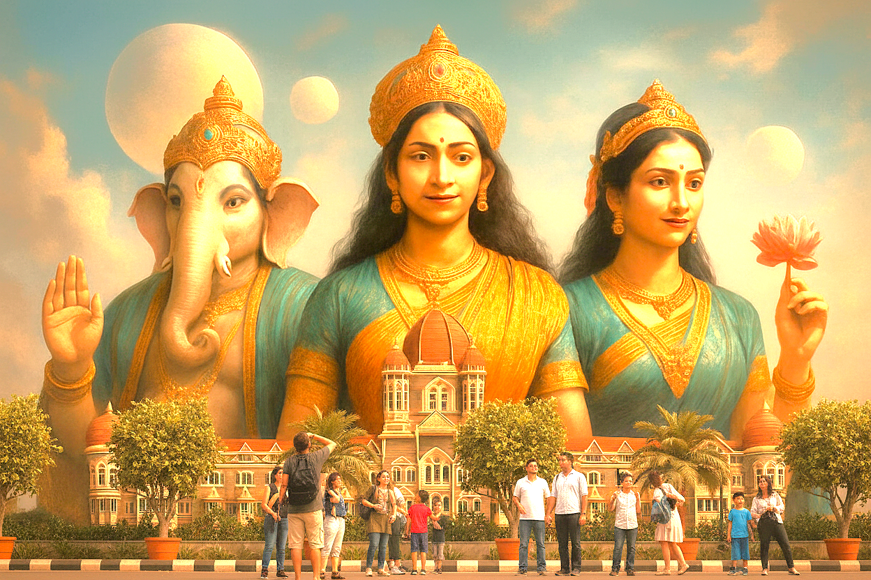 In the heart of Mumbai, the city's very name honors its guardian, Mumbadevi, whose protective energy watches over its inhabitants and landmarks. Before any new venture begins, the city turns to its most beloved deity, Lord Ganesha. As the Vighnaharta, he is revered for clearing all obstacles, ensuring every journey or business deal commencing from the grand Taj starts with a clear path. His blessing of an auspicious beginning opens the door for the radiant energy of Goddess Lakshmi. She is the embodiment of the prosperity, fortune, and opulent luxury that the iconic hotel represents. Together, these three deities weave a sacred tapestry: Mumbadevi's protection, Ganesha's clear path, and Lakshmi's abundant success, defining the spiritual pulse of the city. In the heart of Mumbai, the city's very name honors its guardian, Mumbadevi, whose protective energy watches over its inhabitants and landmarks. Before any new venture begins, the city turns to its most beloved deity, Lord Ganesha. As the Vighnaharta, he is revered for clearing all obstacles, ensuring every journey or business deal commencing from the grand Taj starts with a clear path. His blessing of an auspicious beginning opens the door for the radiant energy of Goddess Lakshmi. She is the embodiment of the prosperity, fortune, and opulent luxury that the iconic hotel represents. Together, these three deities weave a sacred tapestry: Mumbadevi's protection, Ganesha's clear path, and Lakshmi's abundant success, defining the spiritual pulse of the city.