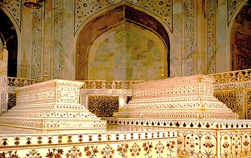 The tombs of Shah Jahan and Mumtaz Mahal inside the Taj Mahal symbolize their eternal love relationship, a profound sight for tourists in Agra, India, visiting nearby Agra Fort, the Unesco site Fatehpur Sikri Fort, and Keoladeo National Park. The tombs of Shah Jahan and Mumtaz Mahal inside the Taj Mahal symbolize their eternal love relationship, a profound sight for tourists in Agra, India, visiting nearby Agra Fort, the Unesco site Fatehpur Sikri Fort, and Keoladeo National Park.