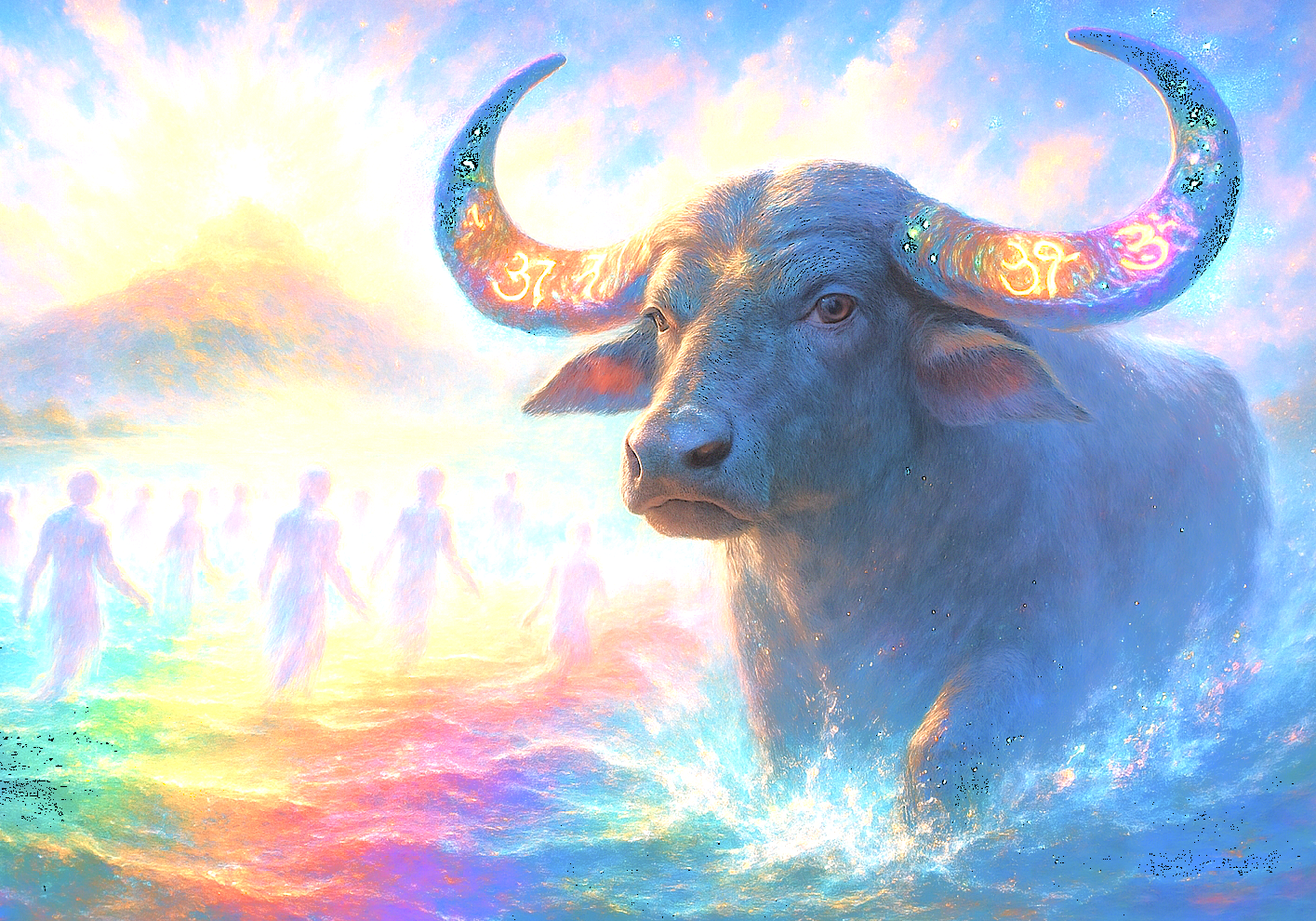 This fantasy art illustrates the sacred spiritual relationship of the Todi Village people with their buffalo, a cultural wonder for tourists visiting Ooty, Kerala, India, near Munnar and the Unesco Western Ghats. This fantasy art illustrates the sacred spiritual relationship of the Todi Village people with their buffalo, a cultural wonder for tourists visiting Ooty, Kerala, India, near Munnar and the Unesco Western Ghats.